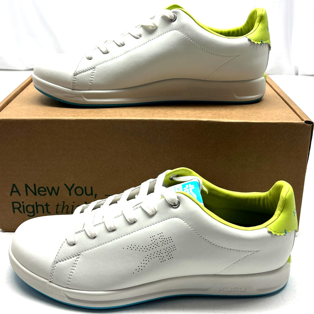 KURU Footwear Women’s ROAM Sneaker Size 11 Medium Bright White Pale Lime NEW